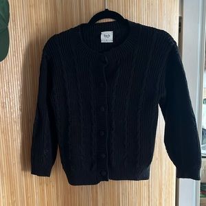 Tach black cable knit cardigan